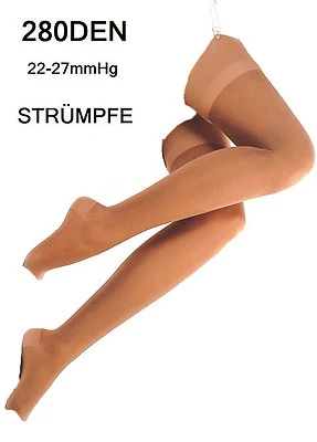 280den Straps-Strümpfe Stützstrümpfe Zehen offen Kompressionsstrümpfe 22-27mmHg - Bild 1 von 2
