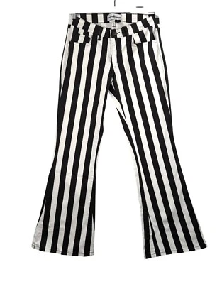 Madcap Holy Roller 条纹条纹牛仔裤喇叭复古 Y2K 尺寸 30 — 第 1/4 张图片