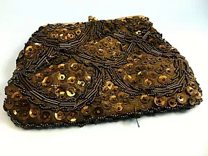 Vintage Black Beaded Sequined Clutch/Purse Handmade In Hong Kong - Picture 1 of 5