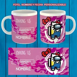 AMONG US "JUGAMOS HELLOKITT" TAZA VIDEOJUEGO NOMBRE PERSONALIZABLE VIDEOGAME MUG - Imagen 1 de 1