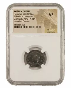 Römische AE von Licinius II (AD 317-324) NGC (VF) römische Münzplatte - Bild 1 von 3