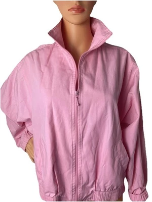 Vtg 80’s Koret Francisca Pink Jacket Windbreaker Style Sz Lg Cotton Barbie Core - Image 1 of 4