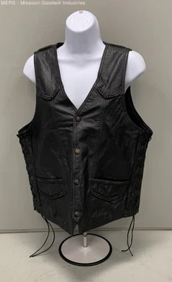 Chaleco de motociclistas Dream Apparel trenzado de cuero negro para hombre - talla 40 Foto 1 de 4