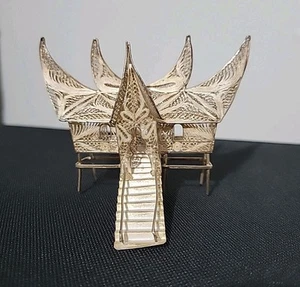 Miniatura indonesiana vintage argento sterling 925 filigrana casa minangkabu - Foto 1 di 21