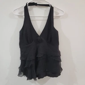 Vintage Womens Babydoll Top Size Silk Layered Fairy Grunge Whimsigoth Halter - Picture 1 of 6
