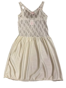 Vintage Girl Connection Nylon & Knit Lace Slip Dress Girls Sz 10 Stretch Straps - Picture 1 of 5