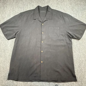 Camicia Tommy Bahama 100% seta uomo taglia XL vestibilità originale manica corta nero intenso - Foto 1 di 10