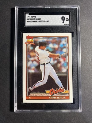 1991 Topps - Chris Hoiles #42 White Inset Border Error on Front SGC 9 - Image 1 of 2