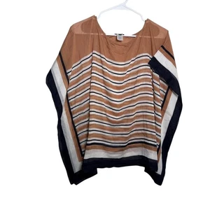 Talbots Blouse Women's Small Sheer Striped Cotton Silk Kimono Shawl Lightweight - Picture 1 of 8