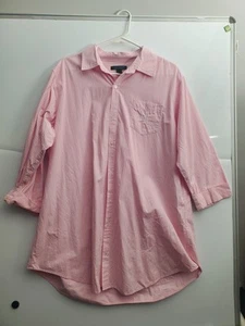 Vintage 80er Green Label Ralph Lauren rosa weiß gestreift Longshirt Top XL RLL - Bild 1 von 8