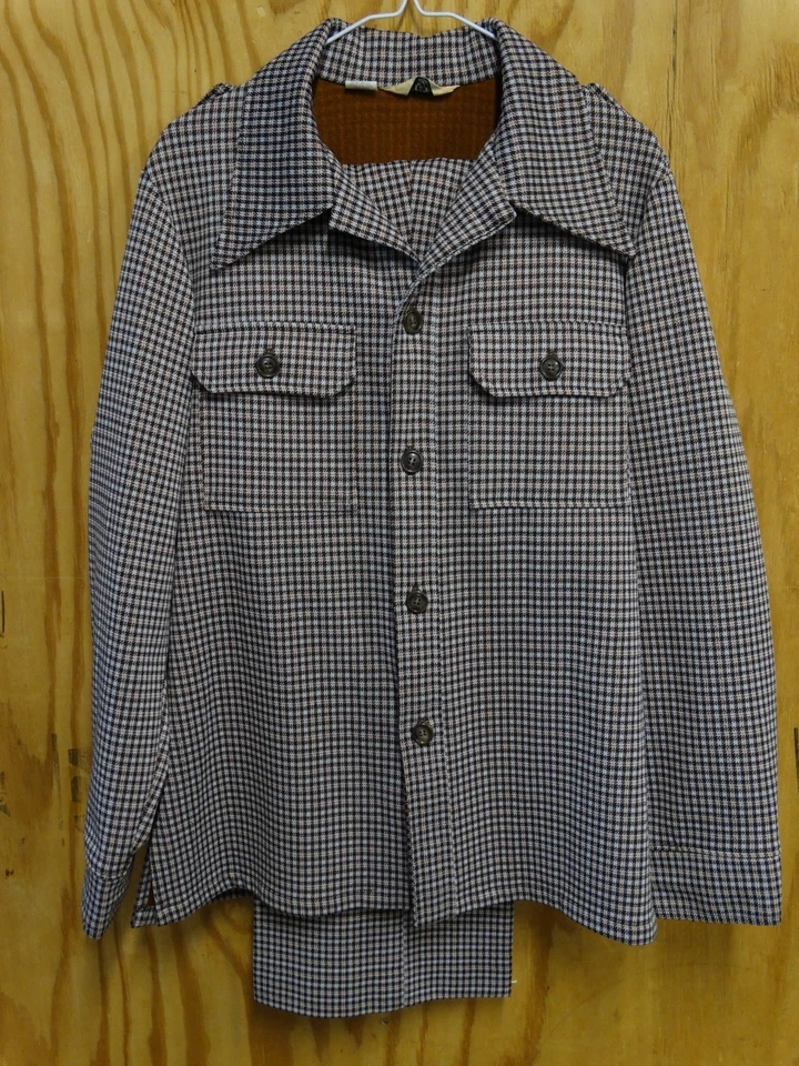 Traje de Ocio Vintage Levis Panatela Marrón Blanco Pata de Gallo Retro Grande 34x32 Foto 1 de 4