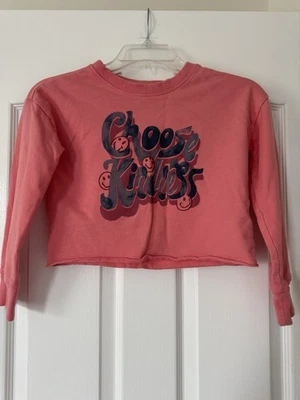 OshKosh B’gosh Kids Size 8 Cropped Sweatshirt Long Sleeve “Choose Kindness” Pink - Image 1 of 4