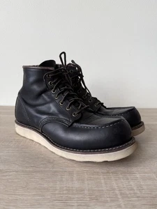 Red Wing Heritage 8849 Classic 6" Moc-Toe Black Prarie Leather Work Boots 8 USA - Picture 1 of 8