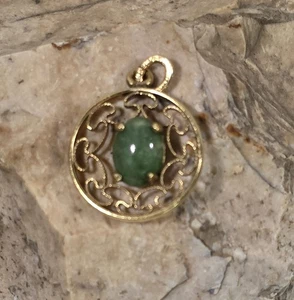 Antique Jade Pendant Signed V20 12KT GF - Picture 1 of 7