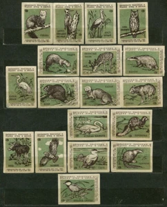 1966, SAVE USEFUL BIRDS & ANIMALS, SET OF 18 RUSSIAN MATCHBOX LABELS, GREEN - Imagen 1 de 1