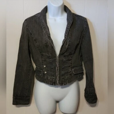 New York & Company Denim Jacket Size 8 Blazer Jean Jacket Black Casual A228 - Image 1 of 4