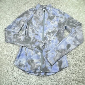 Athleta Salutation Jaquard Jacket Merri Perri Metropolis Gray Blue Womens Small - Picture 1 of 7