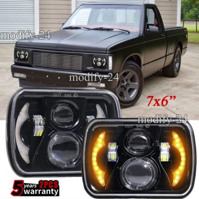 Fit 82-93 Chevy S10 Blazer GMC S15 5X7 7X6" Projector Halo LED Headlights Hi/Lo - Image 1 of 4