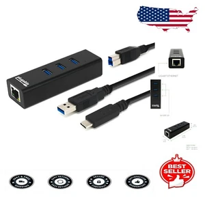 3-Port USB 3.0 Hub with Gigabit Ethernet – Universal Compatibility for Laptops - Picture 1 of 10