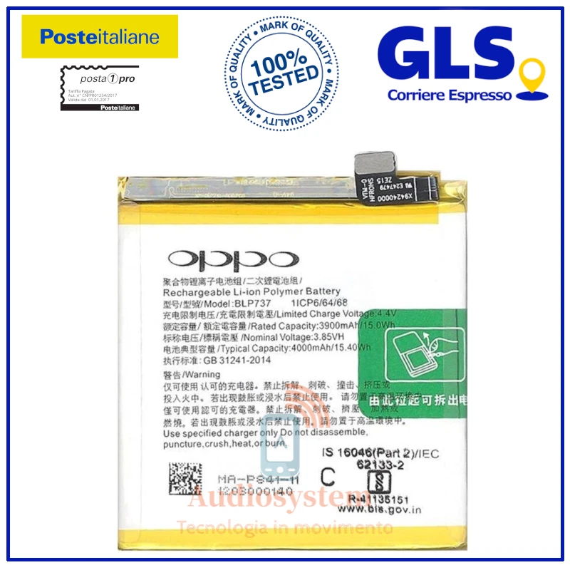 BATTERIA ORIGINALE OPPO per RENO 2Z CPH1945 CPH1951 RENO 2F PILA BLP737 4000MaH