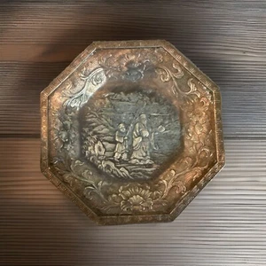 Kupfer Aschenbecher/Schmuckschale mit asiatisch inspirierten Details Vintage 3,25" - Bild 1 von 2