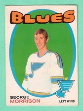 (1) GEORGE MORRISON 1971-72 O-PEE-CHEE  # 223 BLUES ROOKIE VG CARD (I0321)
