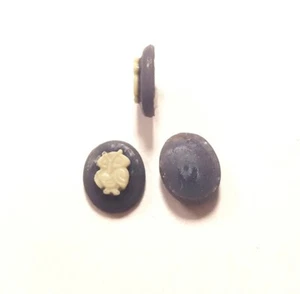 24 Vintage Hongkong Wedgwood blaue Eule 10x8 mm. Oval Harz Cabochon Kameeen 435PT - Bild 1 von 4