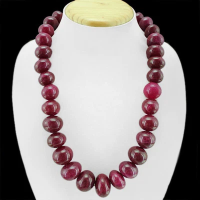 BREATHTAKING QUALITY 1189.00 CTS EARTH MINED RED RUBY ROUND BEAD NECKLACE STRAND - Image 1 of 3