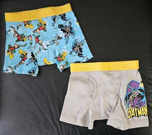 Hanes Boys Boxer Brief Size 4 Bat Man Comfort Stretch 2 underwear blue and grey - Picture 1 of 15