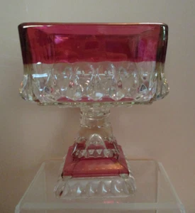 Crystal Clear and Rose Etched (cut glass) Compote / Vase / Centerpiece - Picture 1 of 5