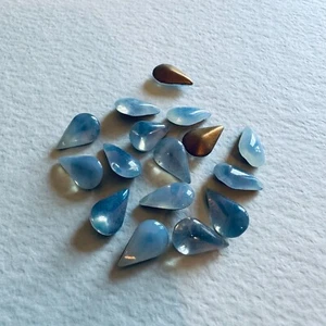 AM1203 Vintage Glas Birnen 13x8mm blau Sabrina Cabochon Top gold foliert (16) - Bild 1 von 1