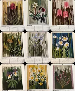 Calendario fiori cucito 1980 Hemslojdens disegni floreali moderni danesi - Foto 1 di 15