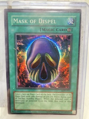 Yugioh Mask of Dispel LON-017 Super Rare Labyrinth of Nightmare EN Fehldruck - Bild 1 von 2
