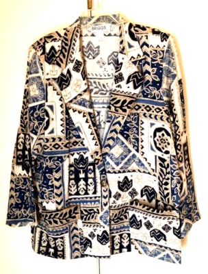 Briggs Womens Blazer Jacket Multicolor Floral Geometric Buttons Pockets USA 12 Foto 1 de 4