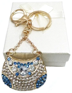 Rhinestone Bling Keychain/Car Fashion Crystal Handbag Purse Charm Pocketbook - Picture 1 of 14