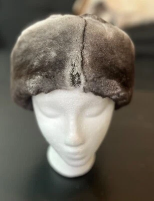 Настоящая шапка цвета шиншиллы Rex кроличий мех размер M шелковая атласная подкладка - Изображение 1 из 4