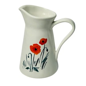 Red Poppies Ceramic Creamer Pitcher Artist Misha Zadeh Farmhouse 5.5 Inch - Picture 1 of 6