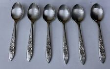 Vintage 6 X VINERS ROSE FLORAL Silver Plate 11cm Teaspoons Coffee Spoons Cutlery