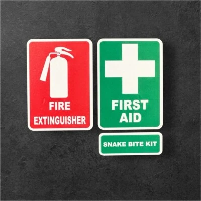 MEGA STICKER STORE First aid sticker fire extinguisher snake bite sticker warning signs set