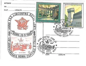 EAGLES \ BIRDS \ MASONIC FREEMASONS - POSTAL STATIONERY : ITALY 1990 - Picture 1 of 1