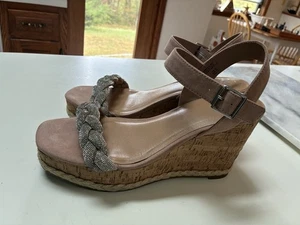 Madden NYC Women's Strappy HIGH Cork Wedge Sandals Pink Size 10 M NEW - Picture 1 of 6