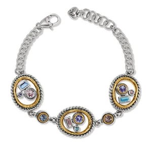 Neu mit Etikett Brighton Halo Edelstein zweifarbig Silber, Gold mehrfarbiges Kristallarmband 118 $ - Bild 1 von 2
