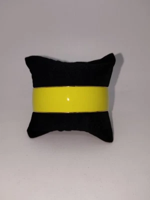 Firmado J. Brazalete Brazalete Crew Oro Y Esmalte Amarillo, Excelente Estado 2.40"D Foto 1 de 4