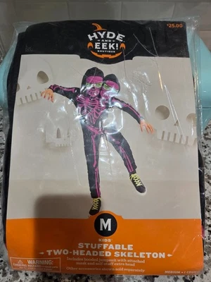 Hyde & Eek Niños Talla M Rellenable Dos Cabezas Esqueleto NUEVO Foto 1 de 4