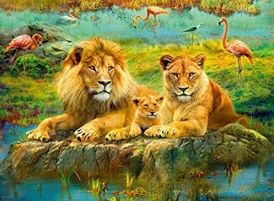 Ravensburger Lion Family Jigsaw Puzzle 500 Pieces Finished Size: 49x36cm (17205 - Image 1 of 4