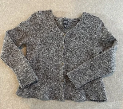 Cárdigan Eileen Fisher mediano con botones gris lana merino cachemir suéter Foto 1 de 4