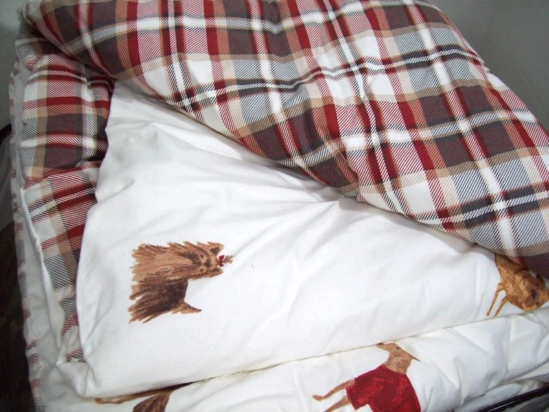 Cuddl Duds Reversible Perro Franela Cuadros Completa Queen Edredón Fundas Almohada Foto 1 de 4