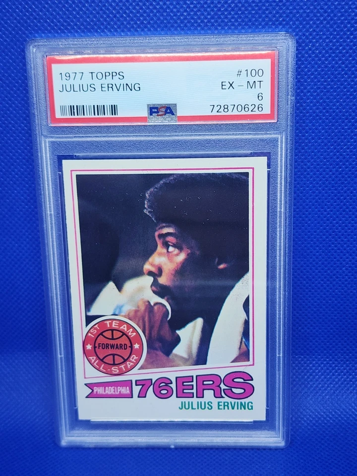 1977 Topps #100 Julius Erving PSA 6 EX-MT - Imagem 1 de 1