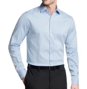 REACTION Kenneth Cole Wolkenblau Slim Fit Flex Streifen Knopf Hemd Neu mit Etikett - Bild 1 von 7