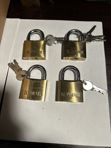 Lot Of 4 50mmOlympus Padlocks Each Keyed Different 3keys To Each Lock Never Used - Picture 1 of 2